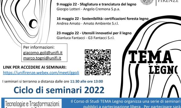Ciclo di seminari liberi organizzati nell'ambito del Corso di Laurea Professionalizzante TEMA Legno.