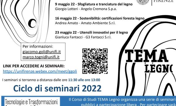 Ciclo di seminari liberi organizzati nell'ambito del Corso di Laurea Professionalizzante TEMA Legno