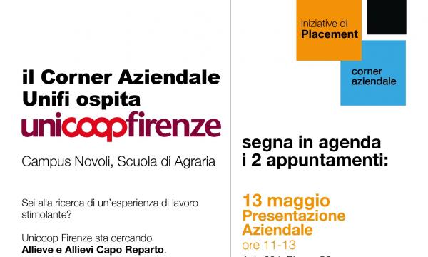 Job placement presso Unicoop - incontri il 13 e il 26 maggio.