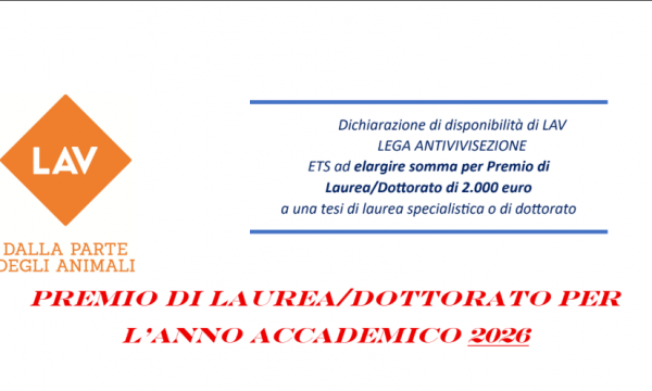 Premio di Laurea Magistrale/Dottorato di 2.000 euro per l&rsquo;anno accademico 2026 - seconda edizione.